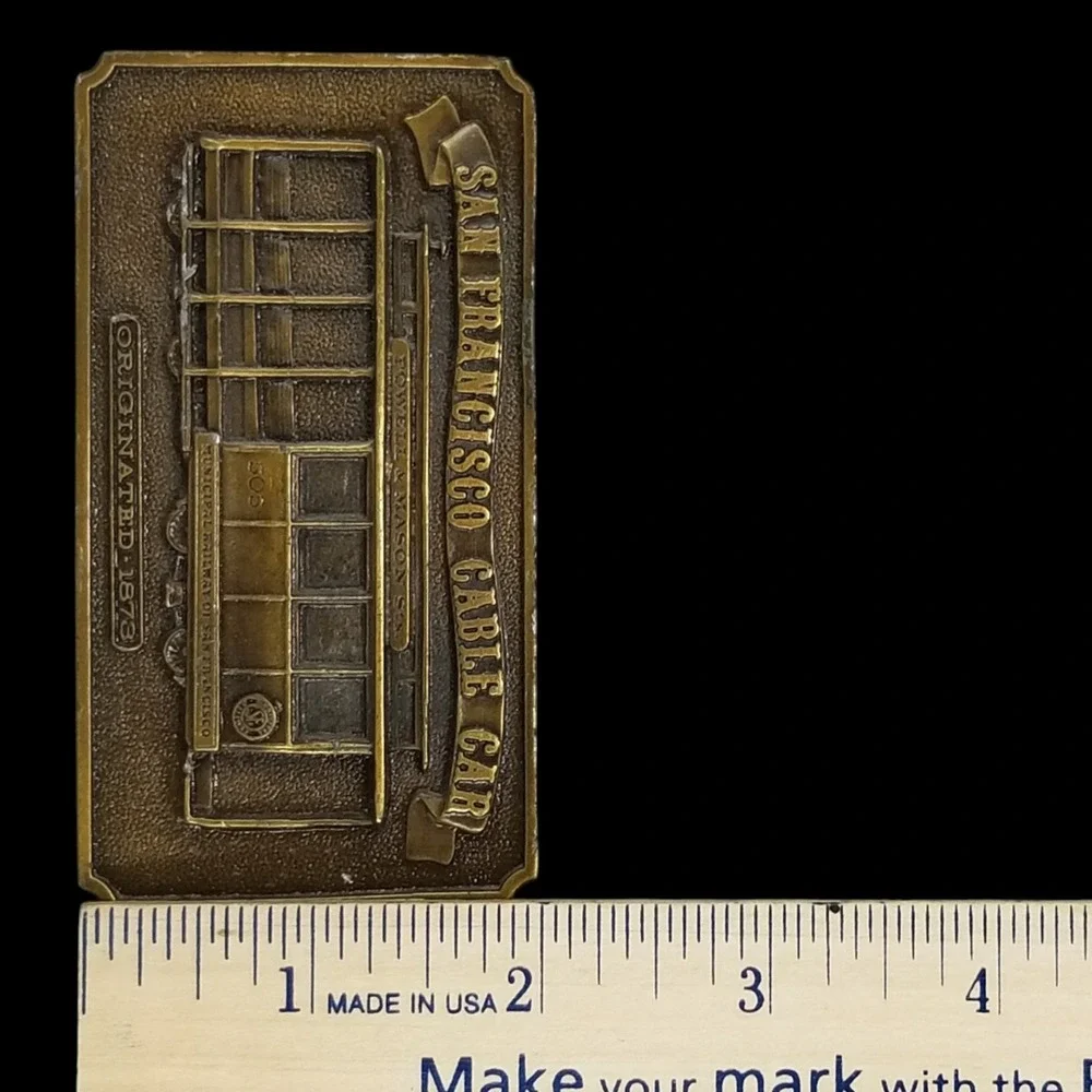 Vintage 1976 Bergamot Brass Works San‎ Francisco Cable Car Belt Buckle USA Made